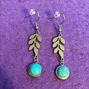 Turquoise Leaf Drop Earrings